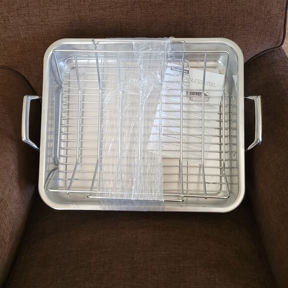 Tramontina Roasting Pan Stainless Steel 18/10 w/Basting Grill and V-rack. New - Picture 3 of 11